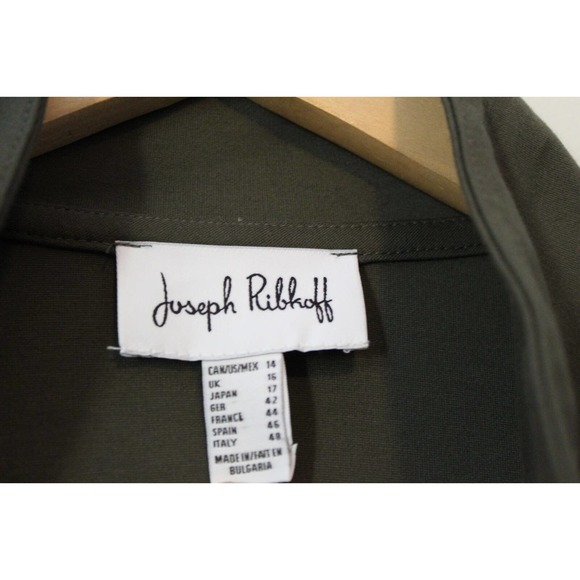 Joseph Ribkoff Military Style Jacket Knit Flare Coat Green Women's 14 H14740 - Picture 6 of 11